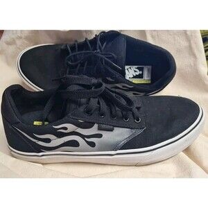 EUC Vans Atwood Deluxe Faded Flame Black White Skate Sneakers Mens Size 10.5